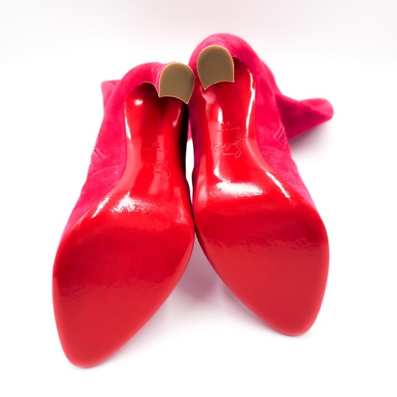 Christian Louboutin Pink Suede Zip Over-the-Knee Heeled Boots EU 38 - Picture 10 of 10